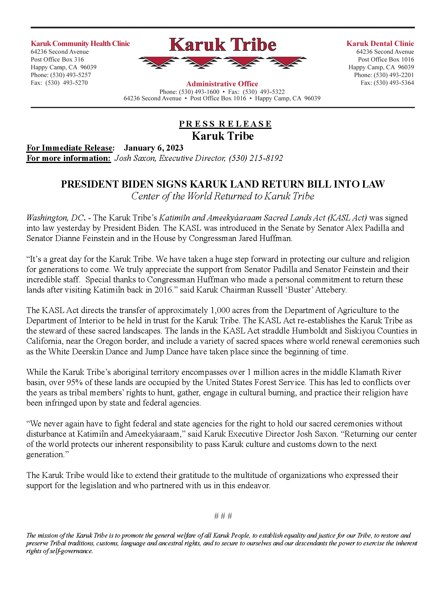 1.6.23 Karuk Press Release S.4439